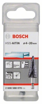 Ступенчатое сверло HSS-AlTiN 4 - 20 mm, 70,5 mm 2608588070